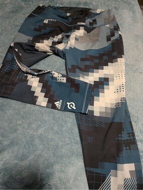 adidas Teal, Black & Gray Geo-Print Training Tights